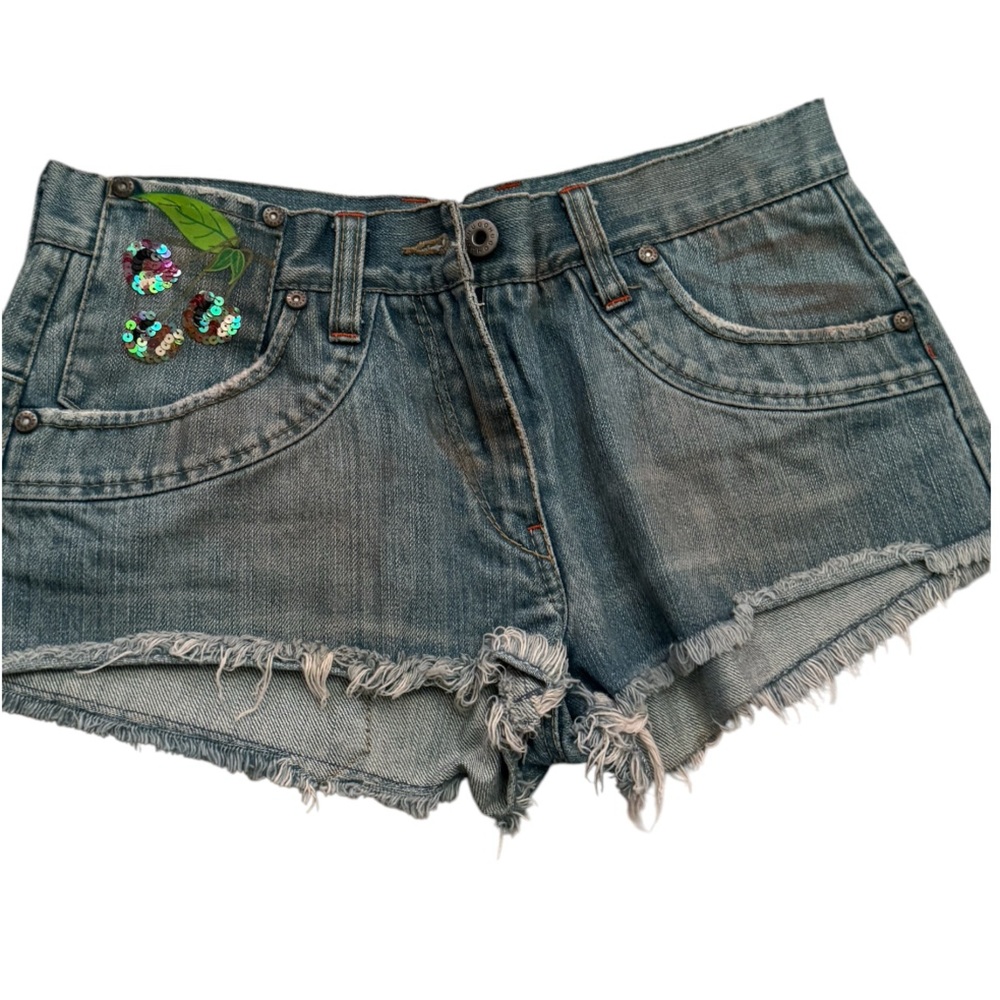 One of a kind cherry blossom denim shorts Hugo by Hugo Boss w/ Cherry sequin pkt